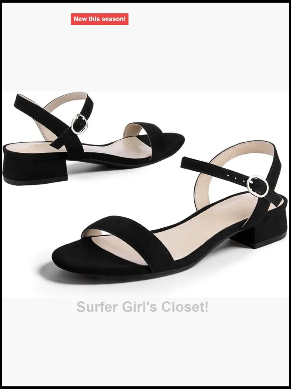 Women's Open Toe Block Low Heel Sandals with Adjustable Ankle Strap